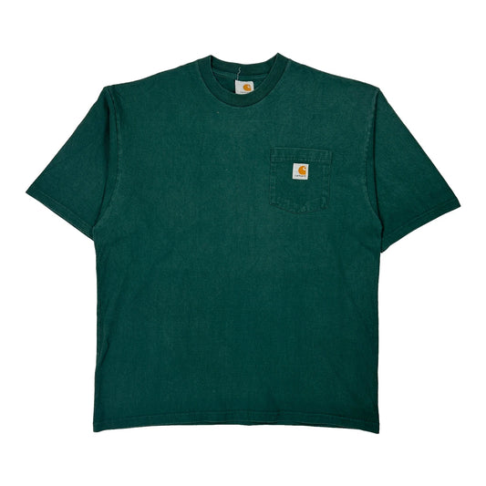 Carhartt T-Shirt - Large Green Cotton