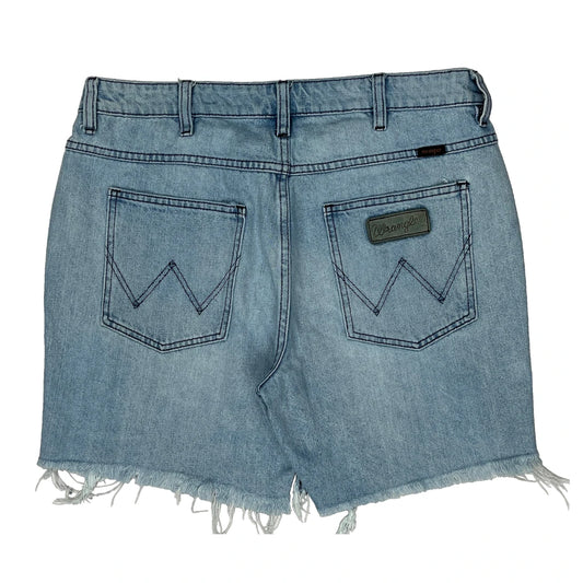 Wrangler Denim Shorts - 33W UK 14 Light Wash Denim