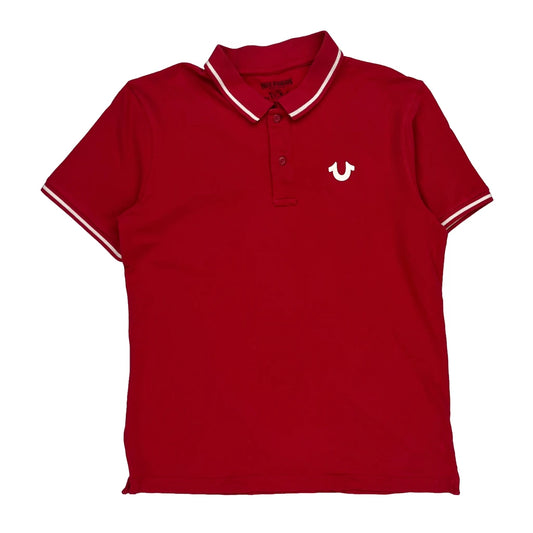 True Religion Graphic Polo Shirt - Large Red Cotton