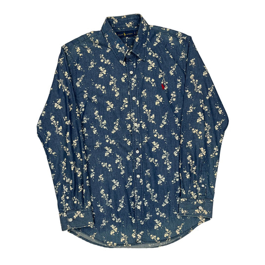 Ralph Lauren Floral Patterned Shirt - Large Blue Cotton