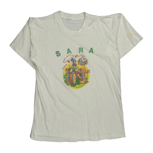 Sara Graphic Unbranded Single Stitch T-Shirt - Large White Cotton