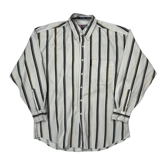 Chaps Ralph Lauren Striped Shirt - Large White Cotton