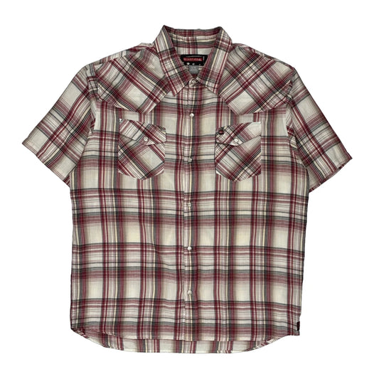 Quiksilver Checked Short Sleeve Shirt - XL Red Cotton