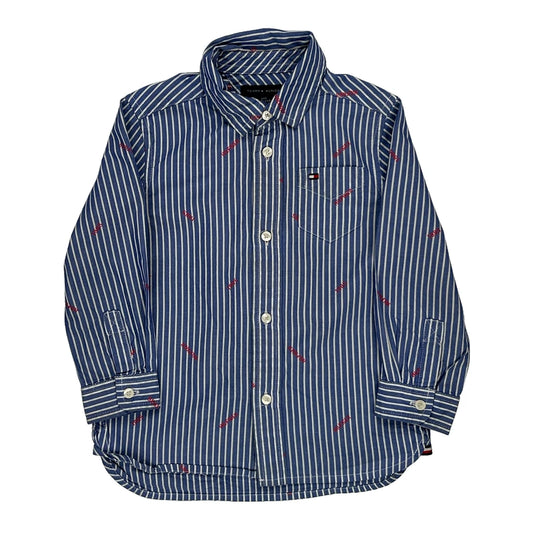Age 2-3 Tommy Hilfiger Striped Shirt - 2XS Blue Cotton