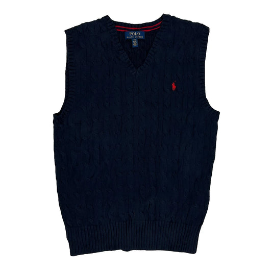 Vintage Age 14-16 Polo By Ralph Lauren Sweater Vest - Large Navy Cotton