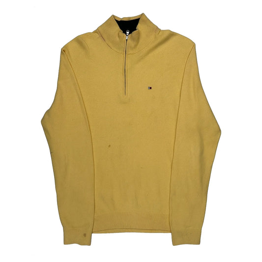 Vintage Tommy Hilfiger 1/4 Zip - Large Yellow Cotton