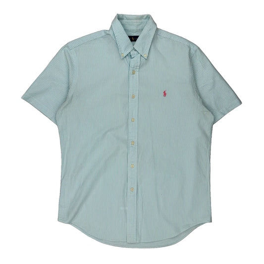 Ralph Lauren Striped Short Sleeve Shirt - Medium Blue Cotton