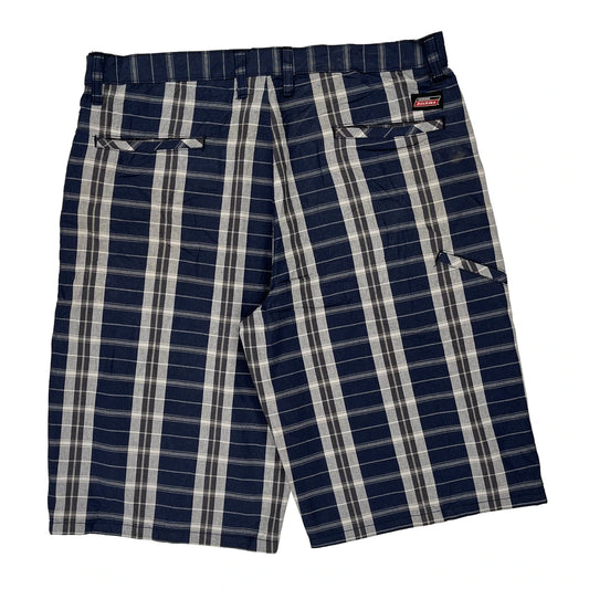 Dickies Checked Shorts - 36W 12L Blue Cotton