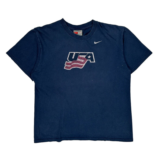 USA Hockey Nike Graphic T-Shirt - Large Navy Cotton