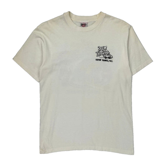 Outer Banks, N.C. Barrier Single Stitch T-Shirt - Medium Cream Cotton