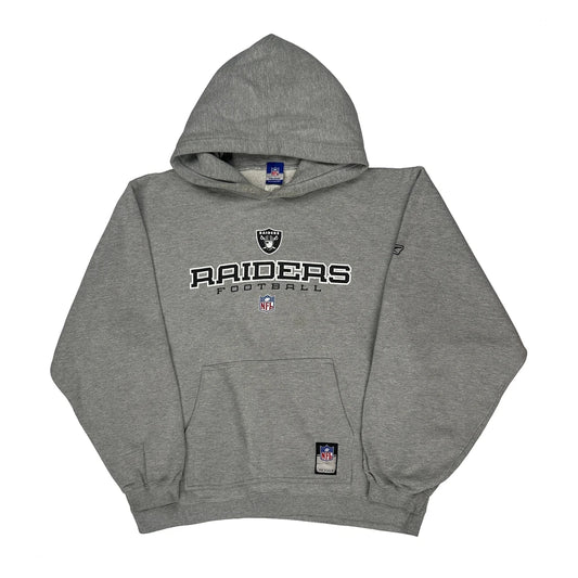 Vintage Raiders Reebok Nfl Hoodie - Large Grey Cotton