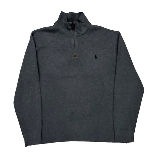 Polo By Ralph Lauren 1/4 Zip - Medium Grey Cotton Blend