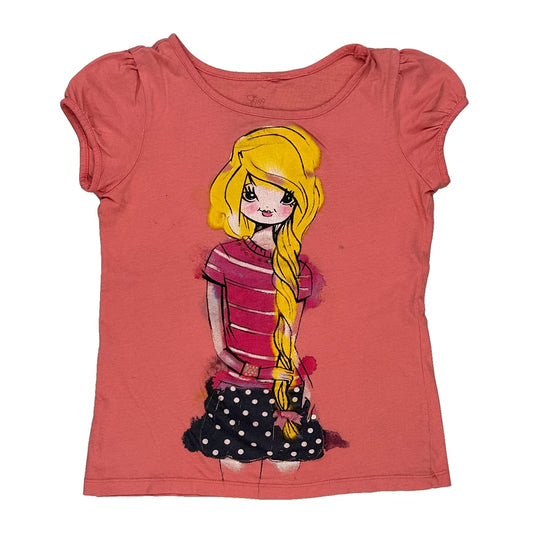 Age 7-8 989 Cartoon T-Shirt - Medium Pink Cotton