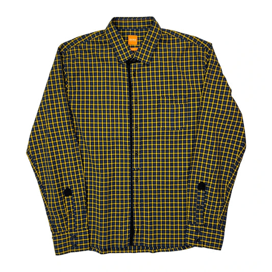 Boss Checked Shirt - 2XL Blue Cotton