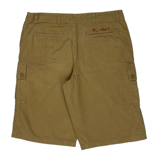 Rl-1967 Embroidery Polo By Ralph Lauren Cargo Shorts - 32W 10L Khaki Cotton