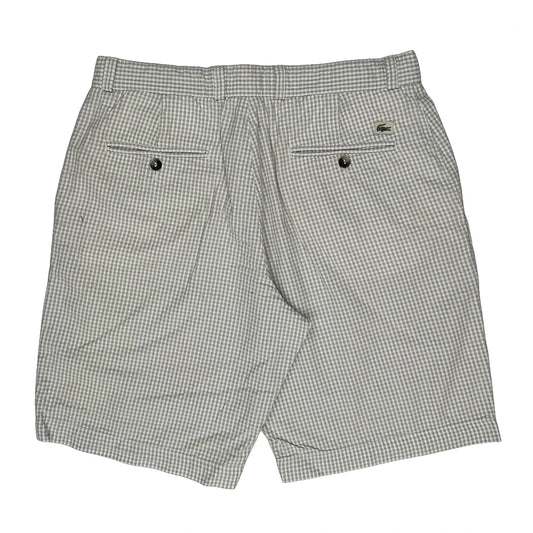 Vintage Lacoste Checked Shorts - 32W 9L Grey Cotton
