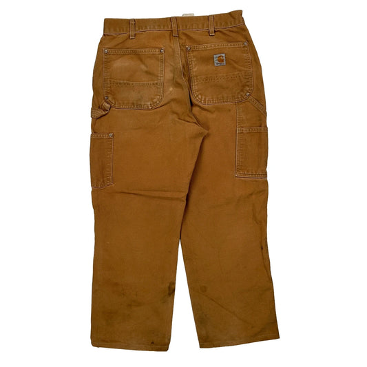 Vintage Made In USA Carhartt B01 Brn Double Knee Carpenter Trousers - 30W 28L Brown Cotton