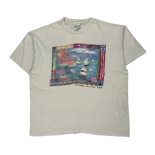 Carmel By The Sea Hanes Single Stitch T-Shirt - 2XL Cream Cotton