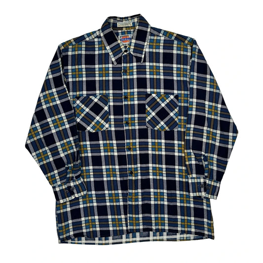 Dickies Checked Flannel Shirt - Medium Blue Cotton