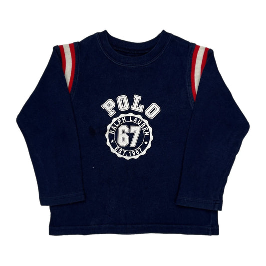Age 4 Ralph Lauren Long Sleeve T-Shirt - XS Navy Cotton