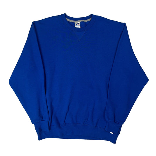 Vintage Russell Athletic Sweatshirt - XL Blue Cotton Blend
