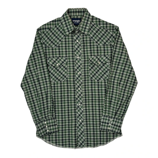 Wrangler Checked Shirt - Small Green Cotton