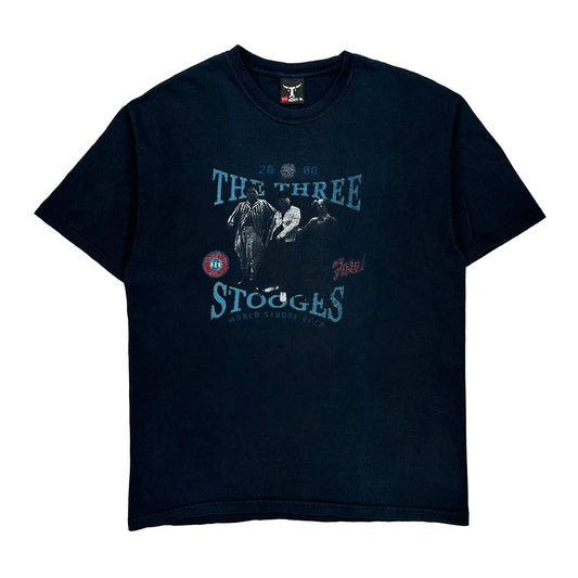 The Three Stooges Hanes Graphic T-Shirt - Medium Black Cotton