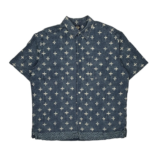 Dockers Short Sleeve Shirt - Large Blue Linen Blend