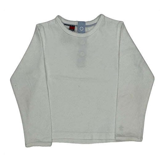 Vintage Age 3 Tommy Hilfiger Long Sleeve T-Shirt - XS White Cotton