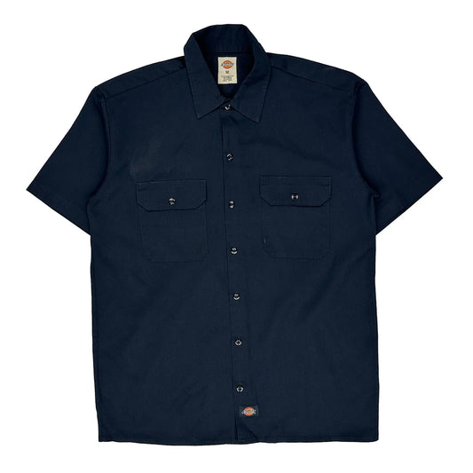 Dickies Short Sleeve Shirt - Medium Navy Polyester Blend