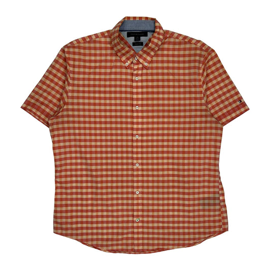 Tommy Hilfiger Checked Short Sleeve Shirt - XL Orange Cotton