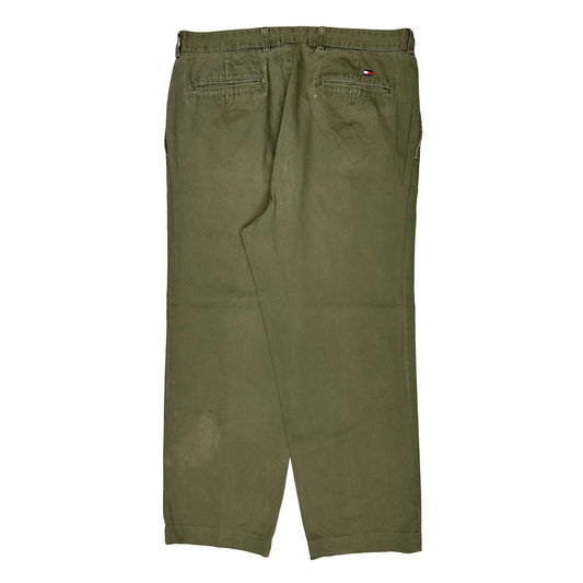 Vintage Tommy Hilfiger Wide Leg Pleated Chinos - 38W 30L Green Cotton