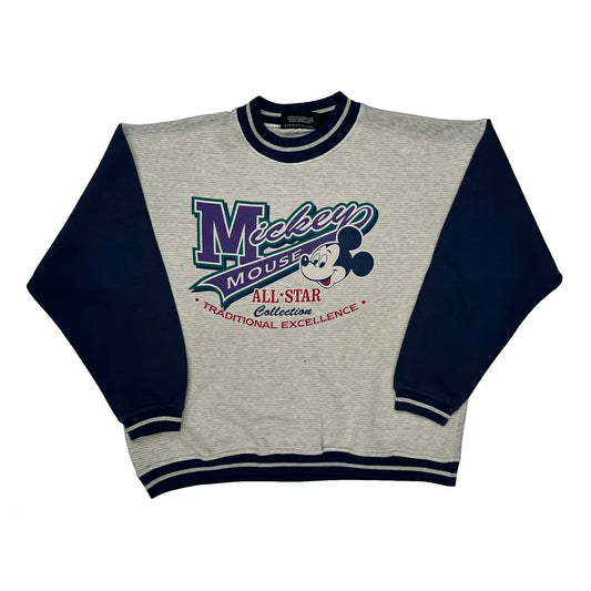 Vintage Mickey Mouse All-Star Collection Disney Graphic Sweatshirt - XL Grey Cotton