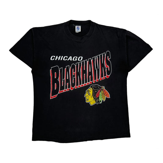 Vintage Made In USA, Chicago Blackhawks Logo 7 Nhl T-Shirt - XL Black Cotton
