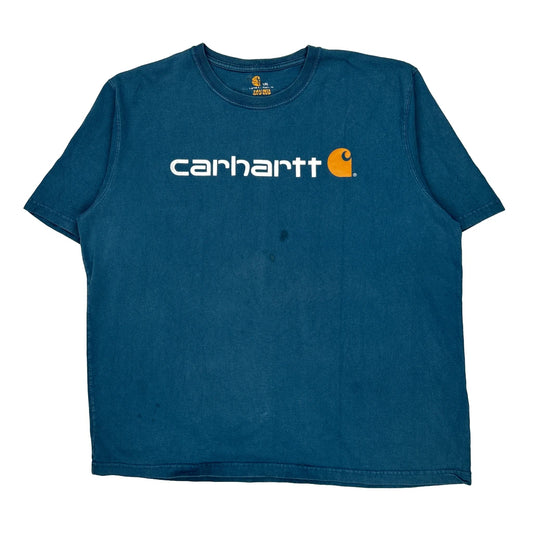 Carhartt Spellout T-Shirt - 2XL Blue Cotton