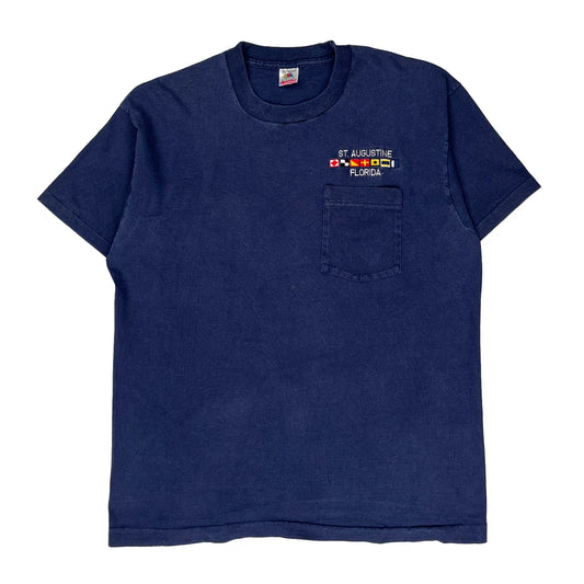 Florida Fruit Of The Loom Single Stitch T-Shirt - XL Blue Cotton