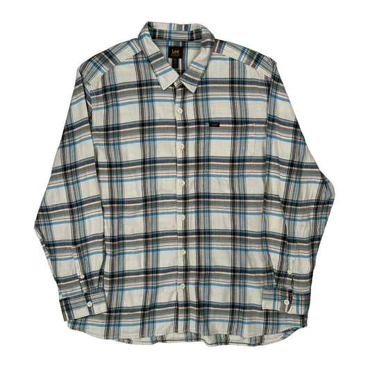 Vintage Lee Checked Shirt - 2XL White Cotton