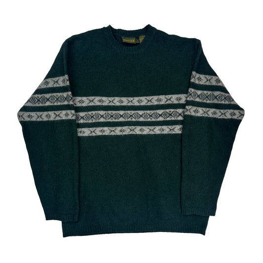 Timberland Striped Jumper - Large Green Wool