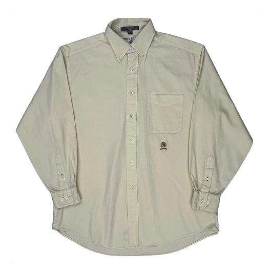 Vintage Tommy Hilfiger Shirt - Medium Beige Cotton