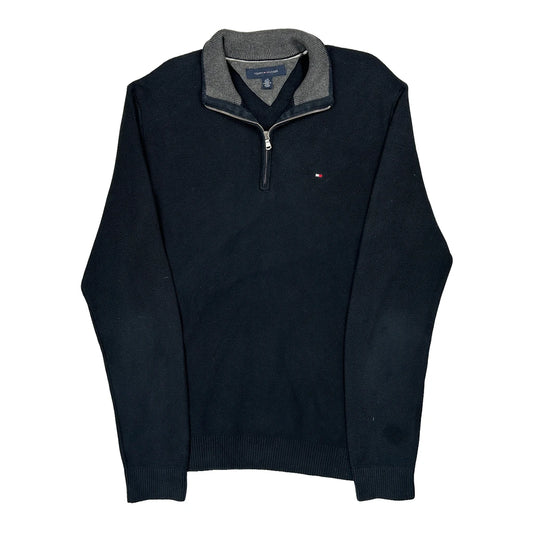 Vintage Tommy Hilfiger 1/4 Zip - Large Navy Cotton