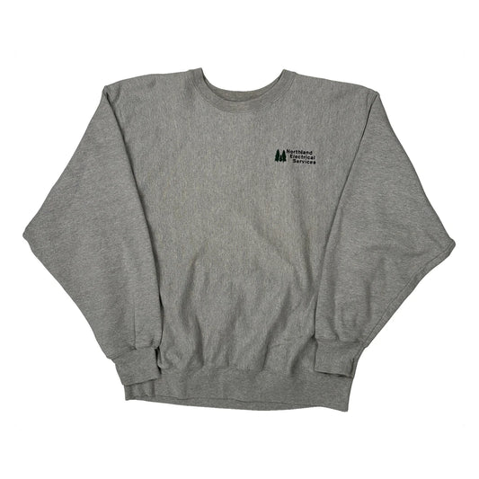Vintage Reverse Weave Champion Sweatshirt - Large Grey Cotton Blend
