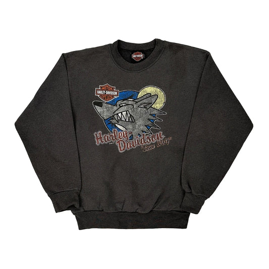 Age 10 Harley Davidson Graphic Sweatshirt - Large Grey Cotton