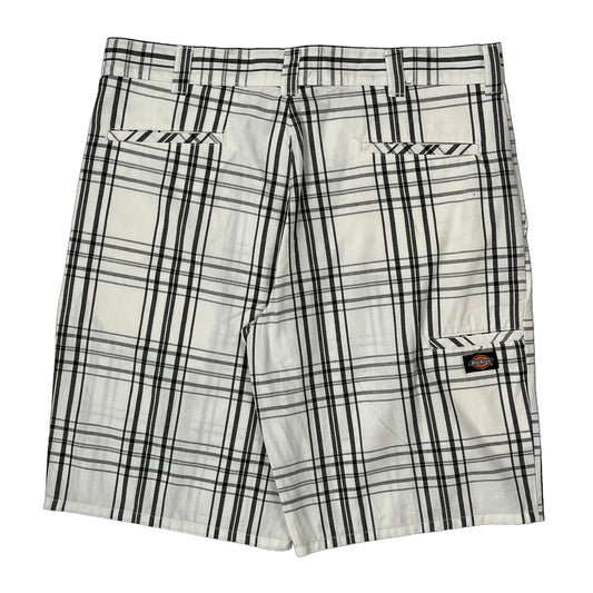 Vintage Dickies Checked Shorts - 36W 11L White Cotton Blend