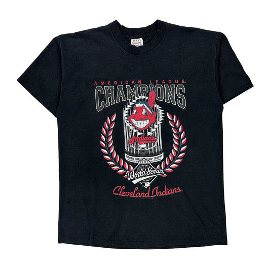 Cleveland Indians Tennessee River Single Stitch T-Shirt - XL Black Polyester Blend