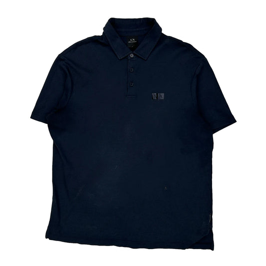 Armani Exchange Polo Shirt - Medium Navy Cotton