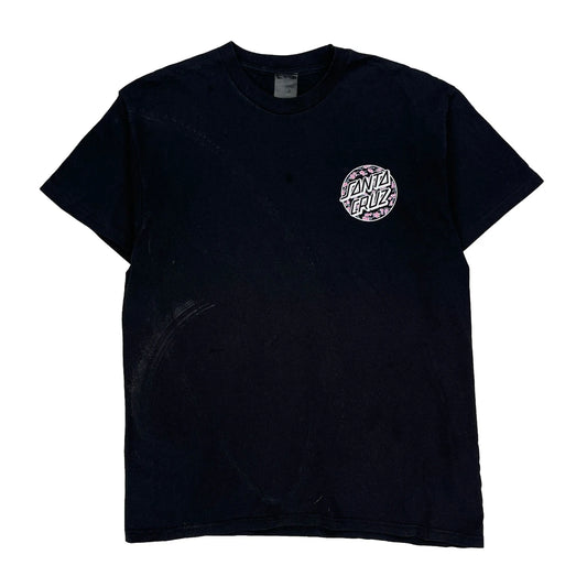 Floral Logo Santa Cruz Graphic T-Shirt - Large Black Cotton
