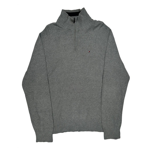 Vintage Tommy Hilfiger 1/4 Zip - XL Grey Cotton