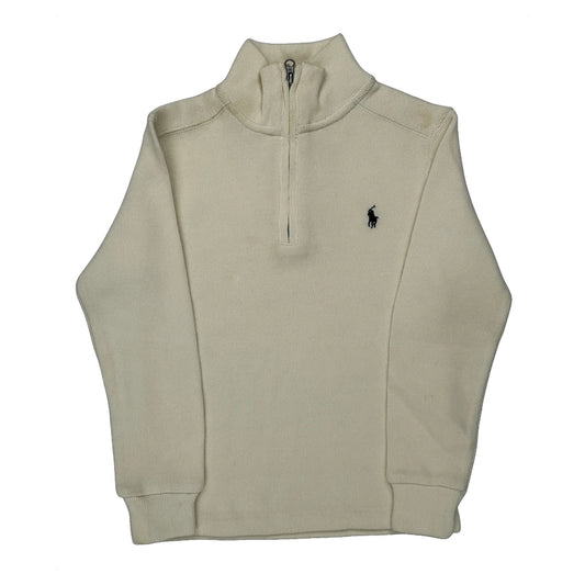 Vintage Age 4 Polo By Ralph Lauren 1/4 Zip - Small Cream Cotton