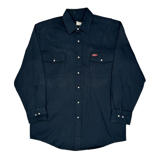 Vintage Dickies Shirt - Medium Navy Polyester Blend