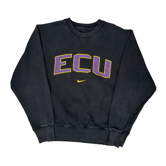 Vintage Ecu Nike College Sweatshirt - Medium Black Cotton